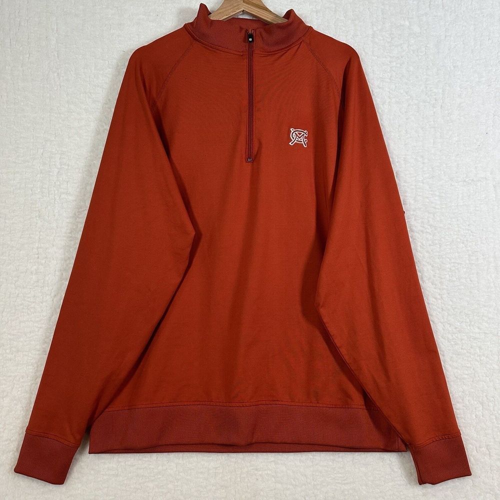 Footjoy FJ Mens 1/4 Zip Burnt Orange Golf Sweater Jacket Size XL‎